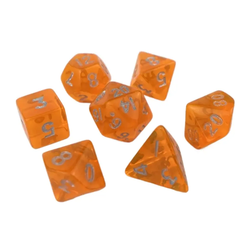 A Set of 7 New Acrylic Dice Board Games, Polyhedral Dice Mini Series