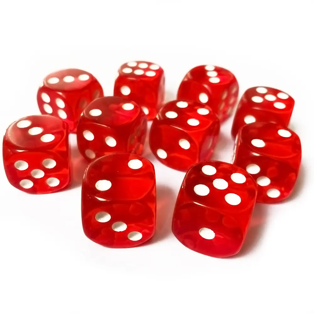 10pcs/Pack Transparent Green Acrylic Dice 19mm White Dot Green Red Round Corners High Quality Boutique Game Cubes