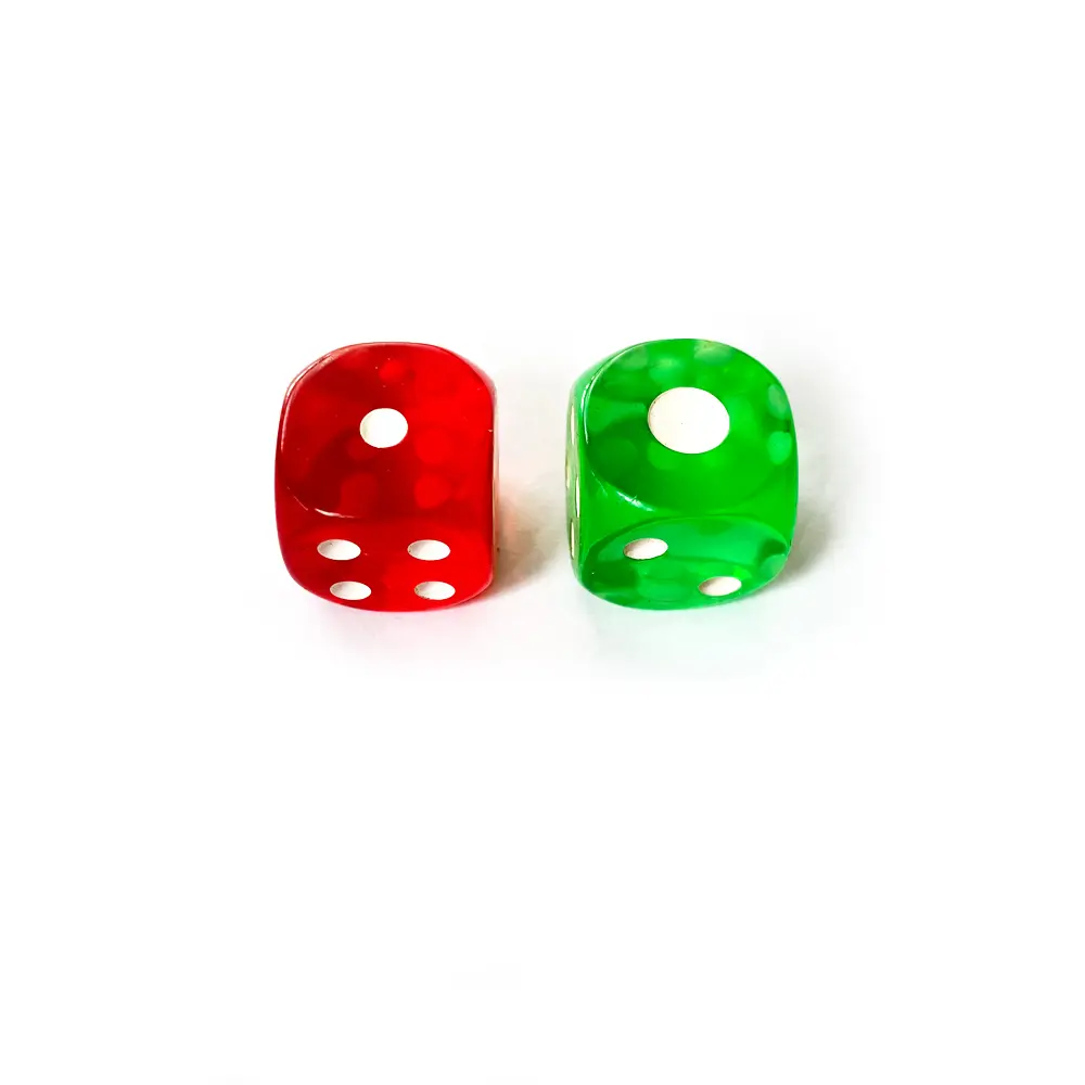 10pcs/Pack Transparent Green Acrylic Dice 19mm White Dot Green Red Round Corners High Quality Boutique Game Cubes