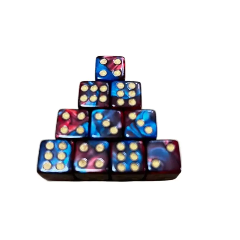 10Pcs/set Foreign Trade New Product Square Corner Dual Color Point Dice 12mm Game Color Dice