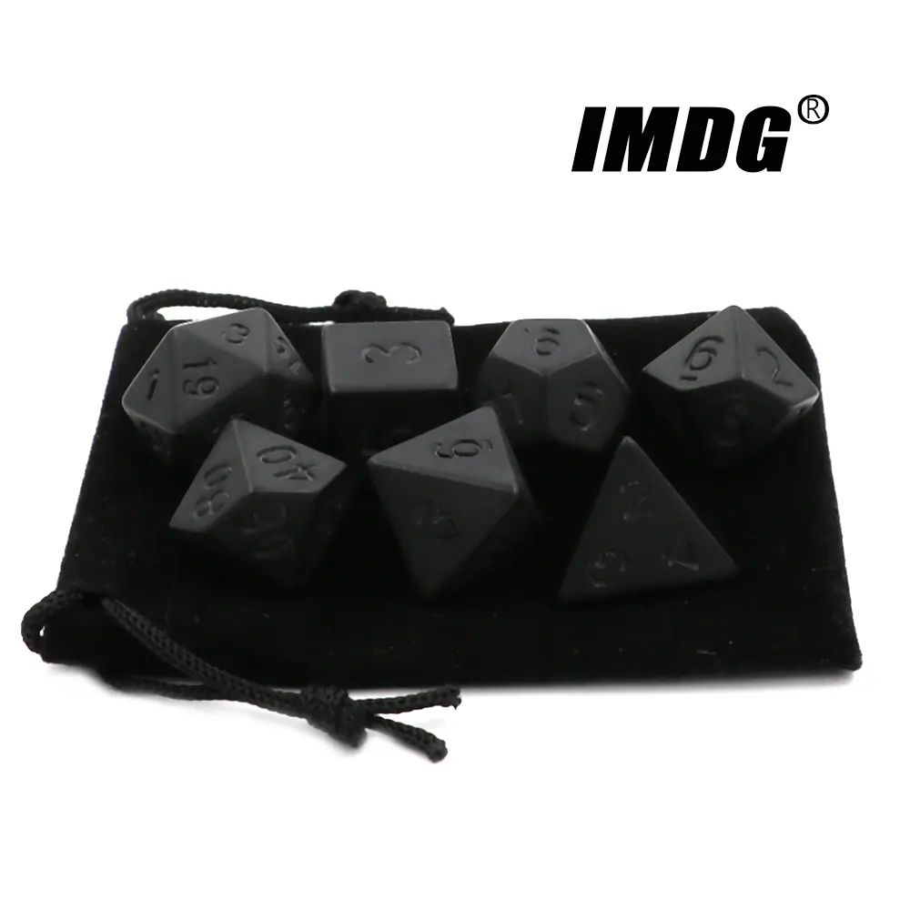 IMDG 7pcs/set Black RPG Dice Set New Personality Unprinted Polyhedron Cubes Board Game Digital Dice