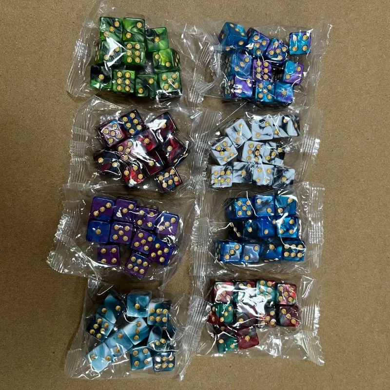 10Pcs/set Foreign Trade New Product Square Corner Dual Color Point Dice 12mm Game Color Dice