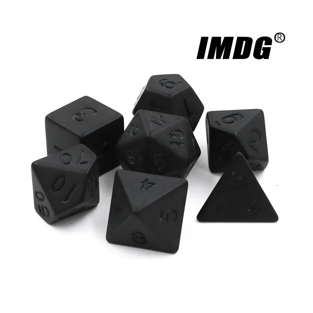 IMDG 7pcs/set Black RPG Dice Set New Personality Unprinted Polyhedron Cubes Board Game Digital Dice