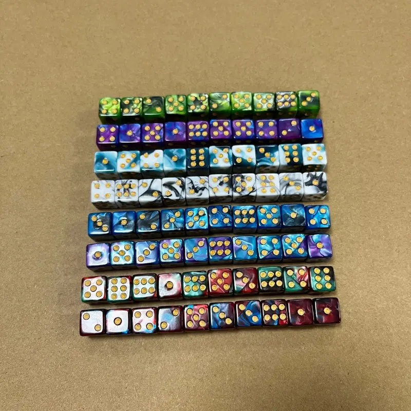 10Pcs/set Foreign Trade New Product Square Corner Dual Color Point Dice 12mm Game Color Dice