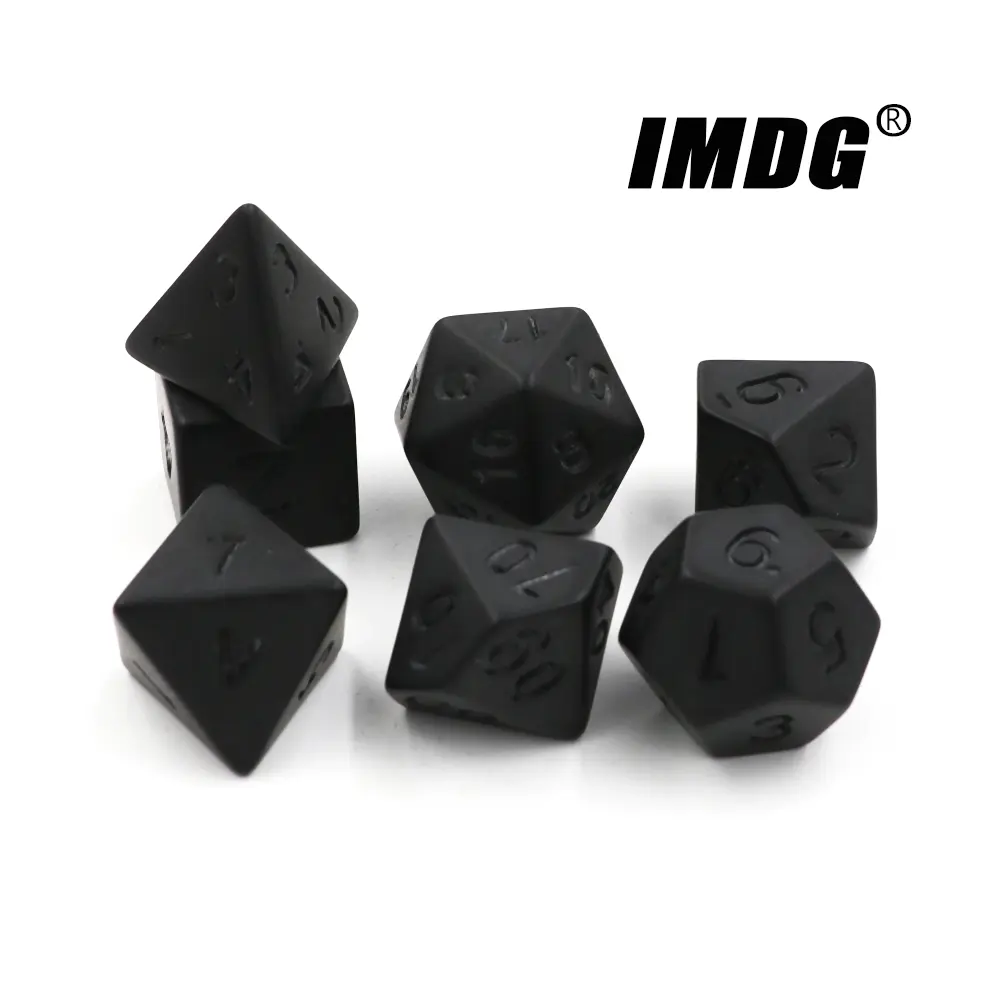 IMDG 7pcs/set Black RPG Dice Set New Personality Unprinted Polyhedron Cubes Board Game Digital Dice