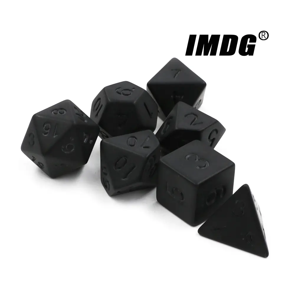 IMDG 7pcs/set Black RPG Dice Set New Personality Unprinted Polyhedron Cubes Board Game Digital Dice