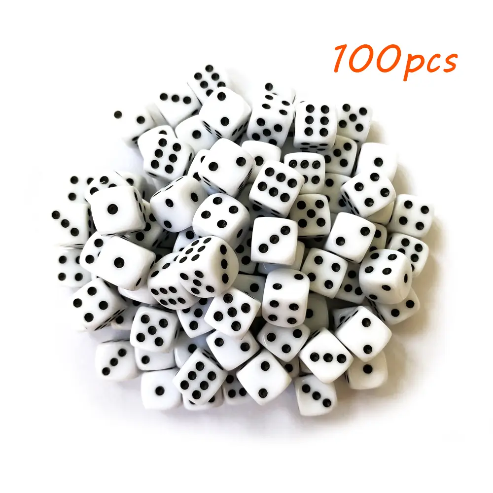 100pcs/Pack Acrylic Dice 10mm White Black Dot #10 Round Corner High Quality Boutique Dice