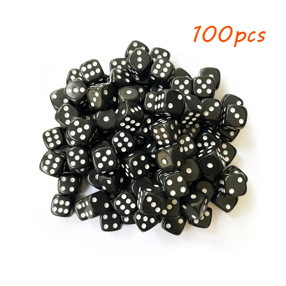 100pcs/Pack Acrylic Dice 10mm White Black Dot #10 Round Corner High Quality Boutique Dice
