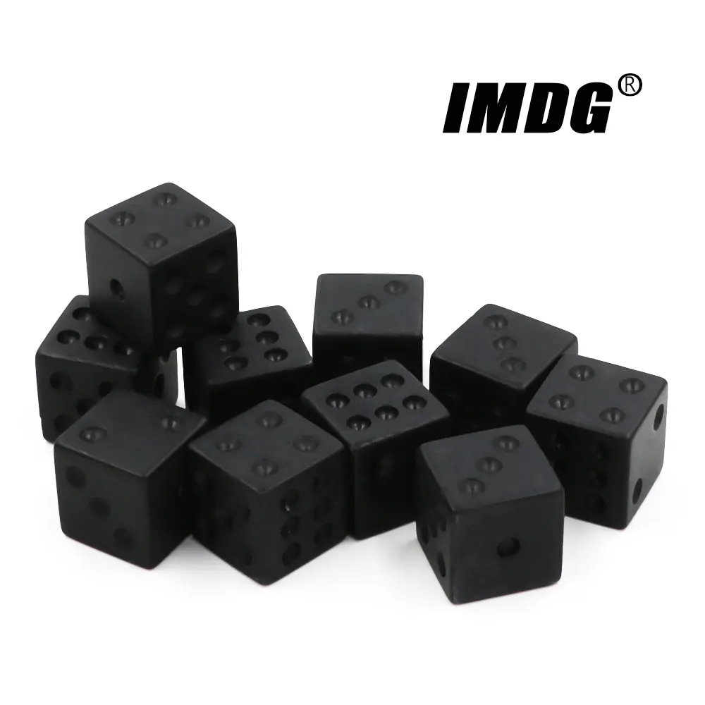 10pcs/set 16mm Non-printed Points Black Dice Right Angle Bar KTV Board Game Cube Running Group Accessories