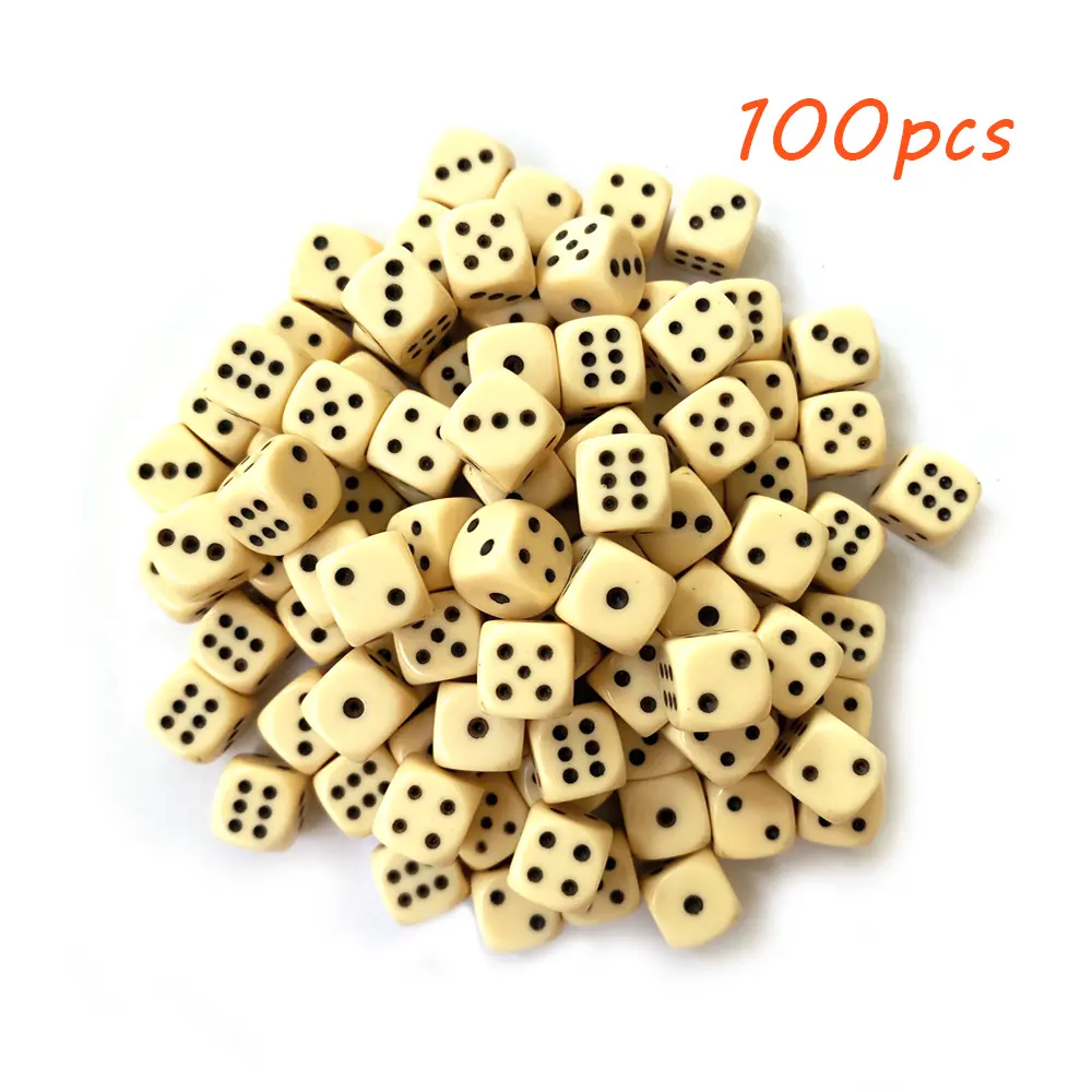 100pcs/Pack Acrylic Dice 10mm White Black Dot #10 Round Corner High Quality Boutique Dice