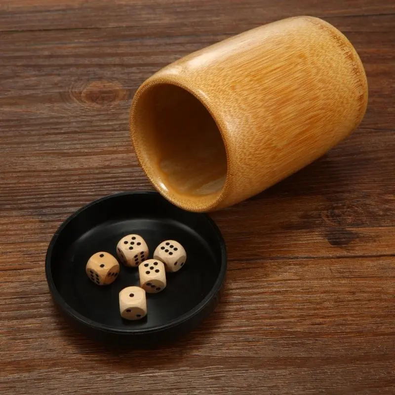 New Bamboo Tube Dice Cup Wood Straight Tube KTV Bar Cup Manual Sieve Cup + Dice