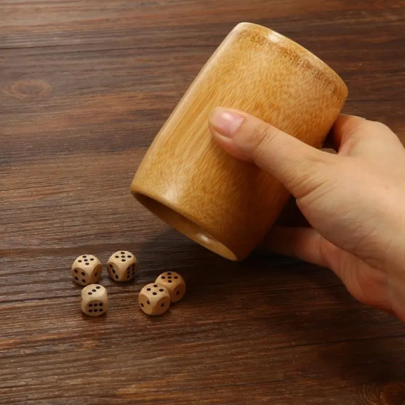 New Bamboo Tube Dice Cup Wood Straight Tube KTV Bar Cup Manual Sieve Cup + Dice