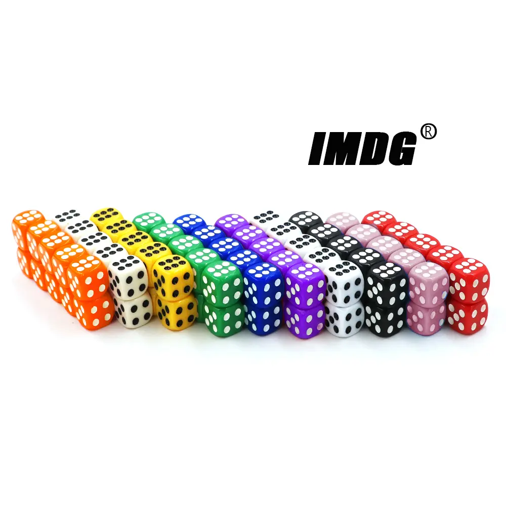 100pcs/Pack 14mm Acrylic Game Dice Accessories #14 Round Corner Cubes Colorful Dot Drinking Dice