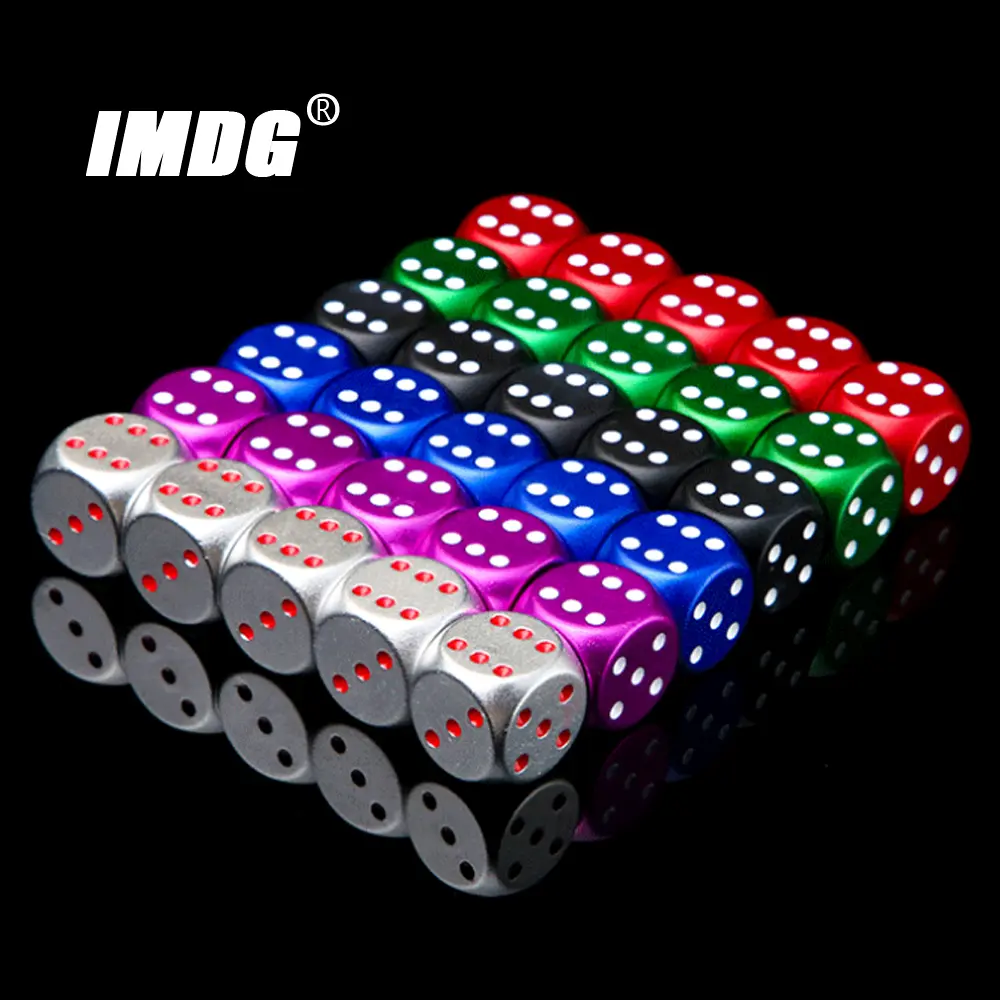 5pcs/pack New Colorful Aluminum Alloy Metal Dice 16mm Round Corner High Quality Boutique Game Dice