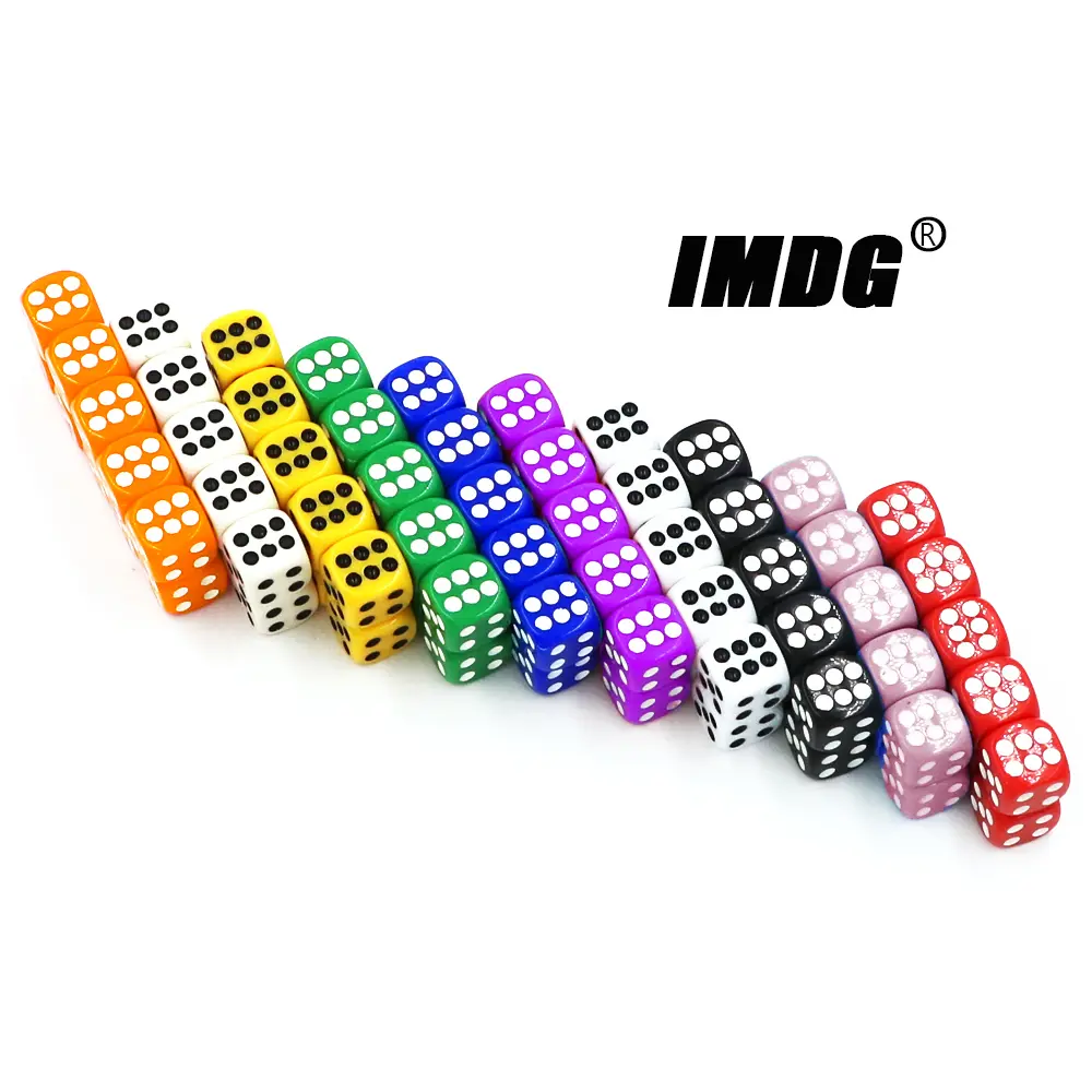 100pcs/Pack 14mm Acrylic Game Dice Accessories #14 Round Corner Cubes Colorful Dot Drinking Dice