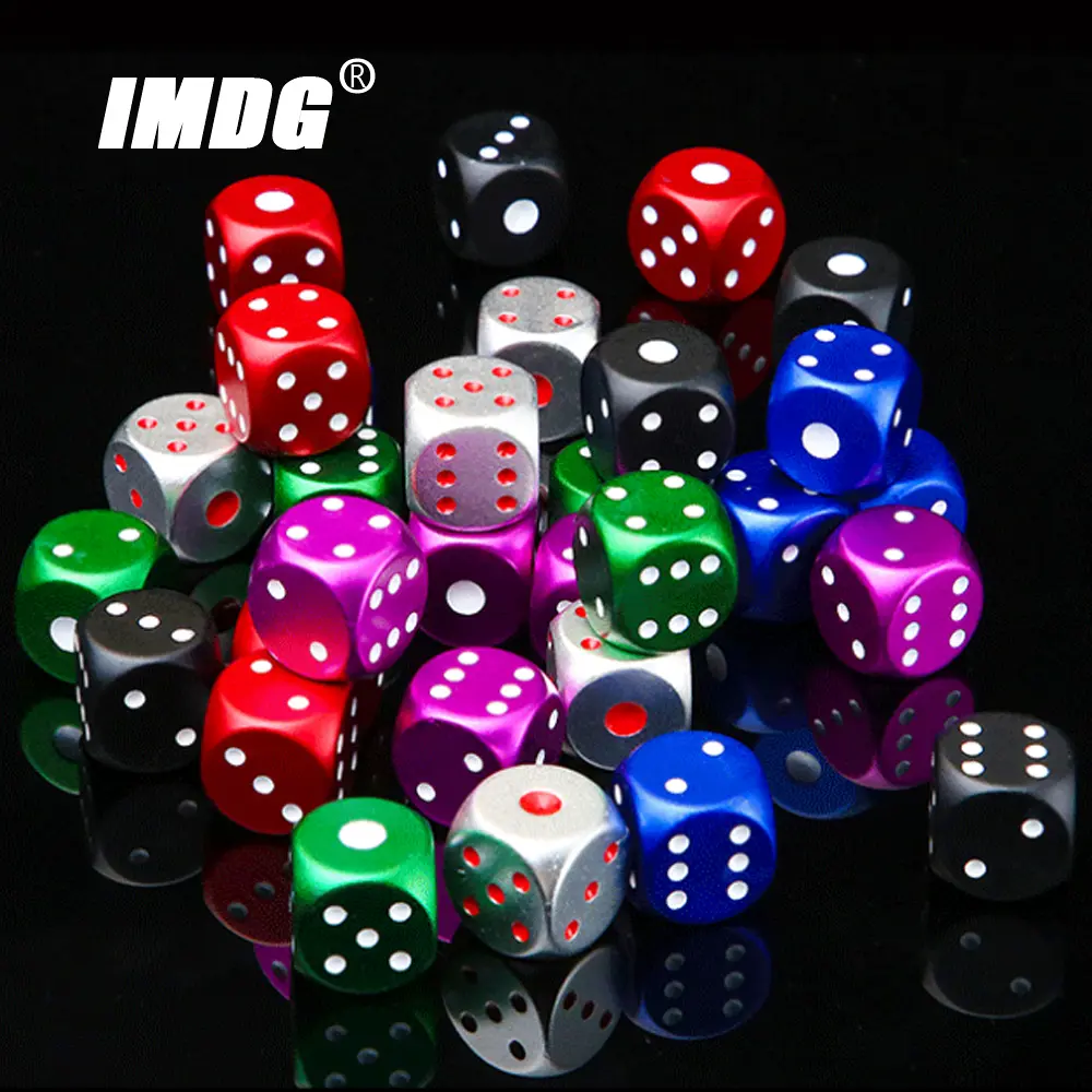 5pcs/pack New Colorful Aluminum Alloy Metal Dice 16mm Round Corner High Quality Boutique Game Dice