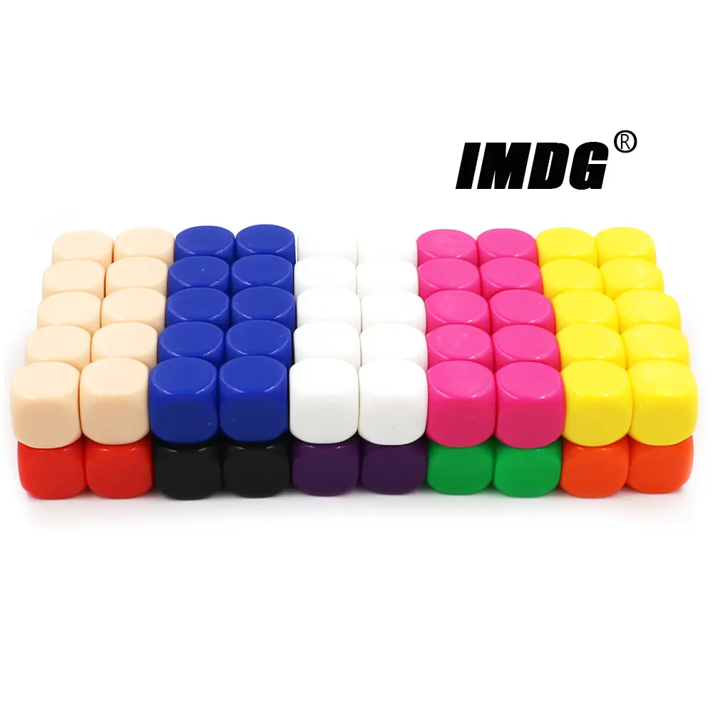 100pcs/pack Blank Dice New Colorful Acrylic 16mm Teaching Props Game Accessories Mathematical Tools Rounded Corner