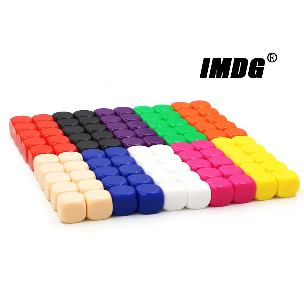 100pcs/pack Blank Dice New Colorful Acrylic 16mm Teaching Props Game Accessories Mathematical Tools Rounded Corner