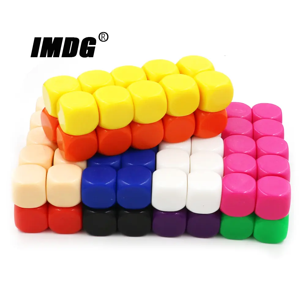 100pcs/pack Blank Dice New Colorful Acrylic 16mm Teaching Props Game Accessories Mathematical Tools Rounded Corner