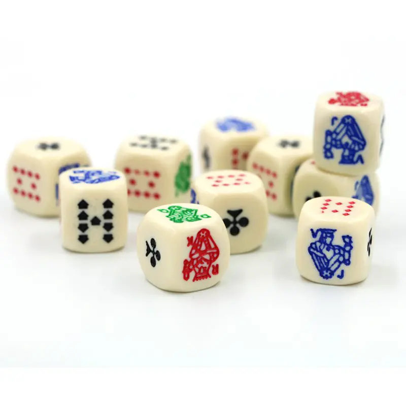 10pcs/pack Acrylic Carving Dice 16mm Tooth Yellow White #16 Round Corner High Quality Boutique Poker Dice