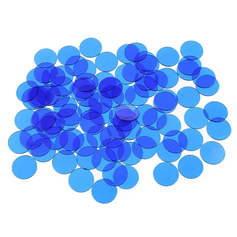 100Pcs/set 19mm Plastic Chips, Transparent Color Chips, Game Coins, Bingo Accessories