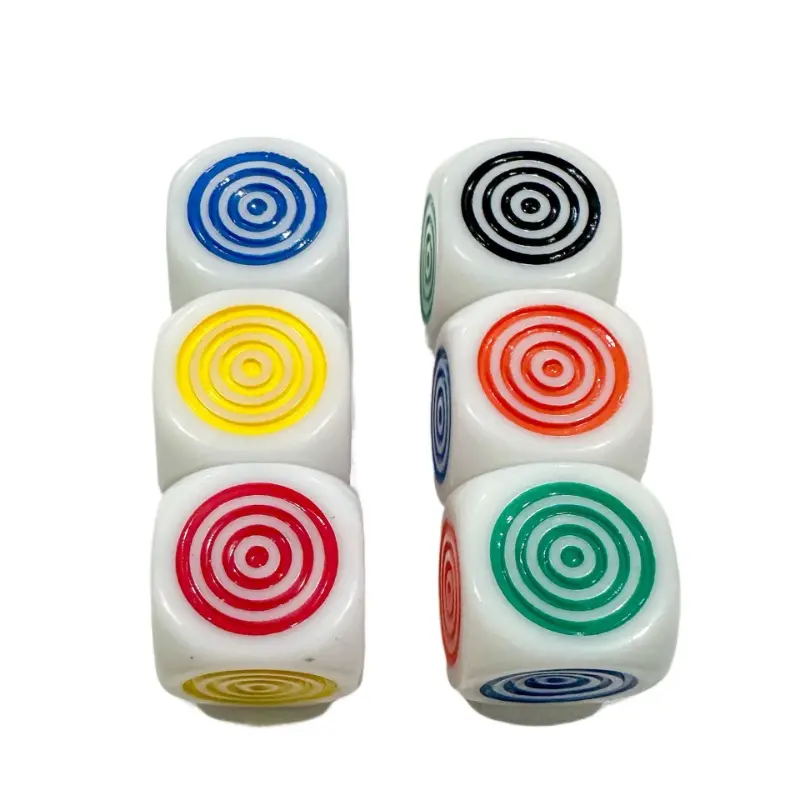 10Pcs/set Cross-border Hot Selling 16mm Circular Coil Engraved Colorful Dice