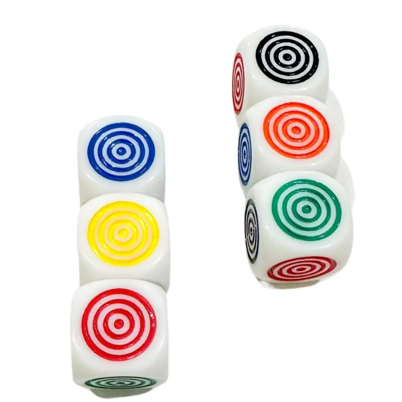 10Pcs/set Cross-border Hot Selling 16mm Circular Coil Engraved Colorful Dice