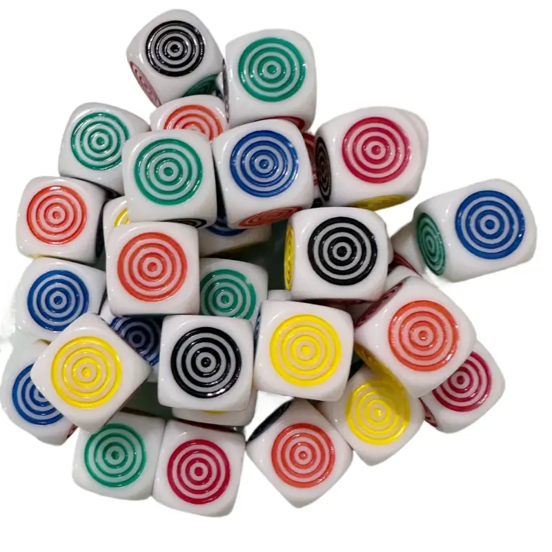 10Pcs/set Cross-border Hot Selling 16mm Circular Coil Engraved Colorful Dice