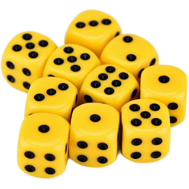 10Pcs/set Yellow Dice Set Accessories Dice Color Dice Yellow Black Dot Board Game Supplies 1.6CM