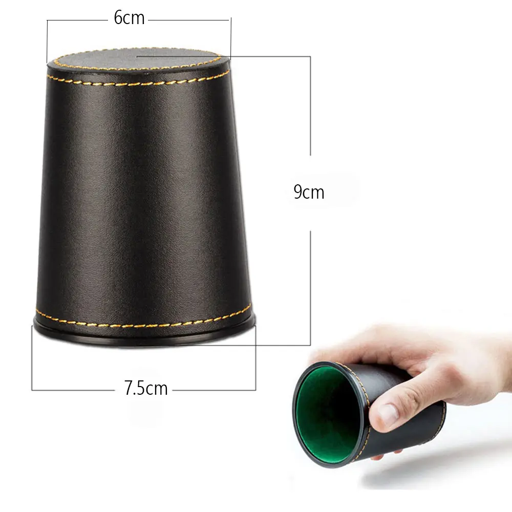 Wholesale 25pcs Dice Cups New Leather PU Trumpet Flannel Bar KTV Entertainment  Cup With Dices