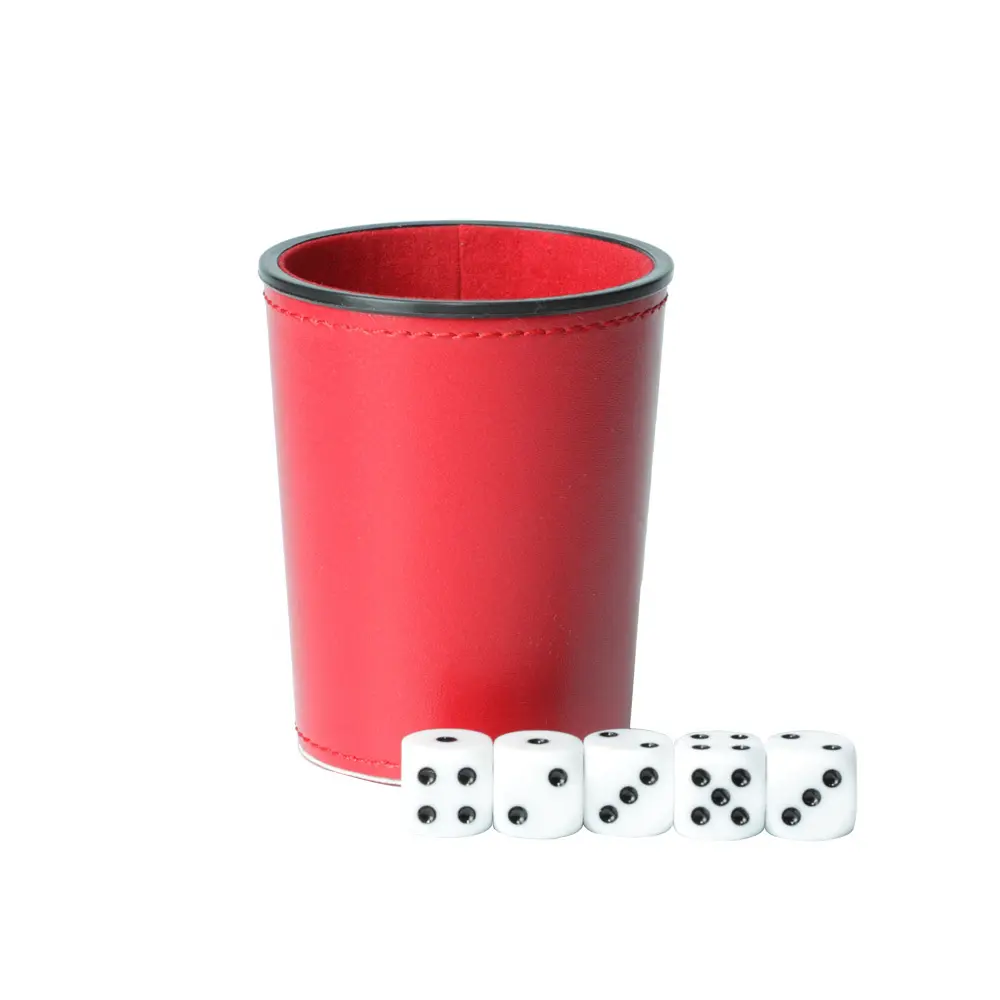Wholesale 25pcs Dice Cups New Leather PU Trumpet Flannel Bar KTV Entertainment  Cup With Dices