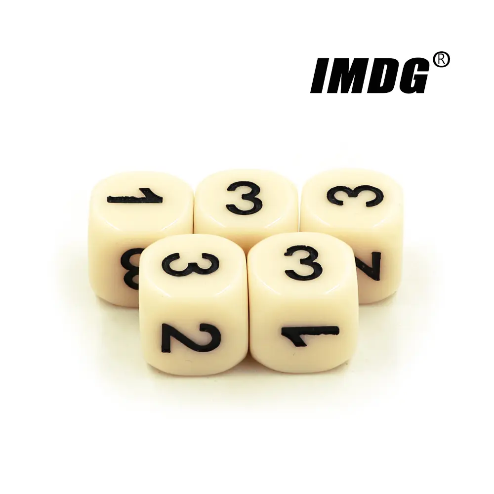5pcs/pack Number 123 Dice Laser Engraving Beige 16mm Acrylic Math Board Game Cubes Preschool