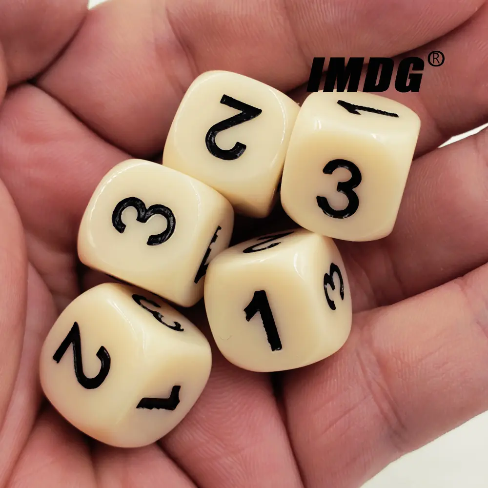 5pcs/pack Number 123 Dice Laser Engraving Beige 16mm Acrylic Math Board Game Cubes Preschool
