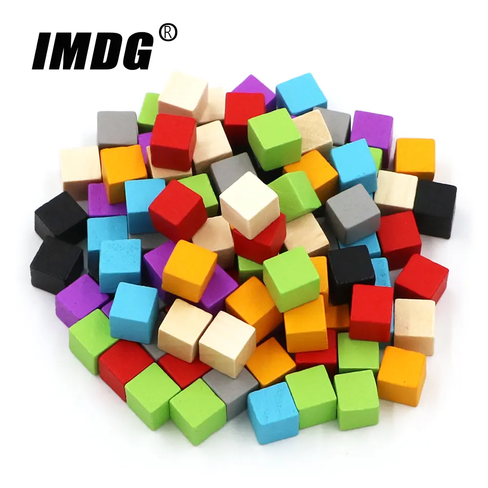 Wholesale 1000pcs Wood Cubes Blocks Blank Dice 10mm Square Corner Color Board Game Dice Early Education