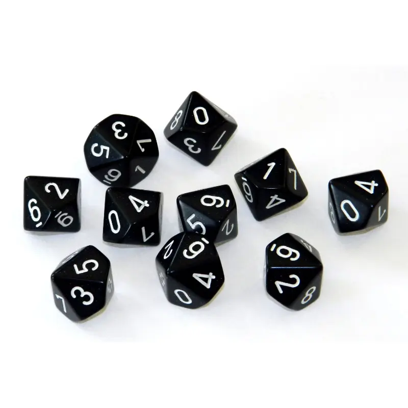 10Pcs/set Foreign Trade Source Black 10 Sided Dice 0-9 Digital Dice Teaching Dice Teaching Tool Sieve