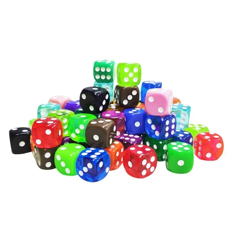 10pcs/Pack Colors Acrylic Dice 16mm Transparent Solid Multicolor Round Corner High Quality Boutique Game Cubes