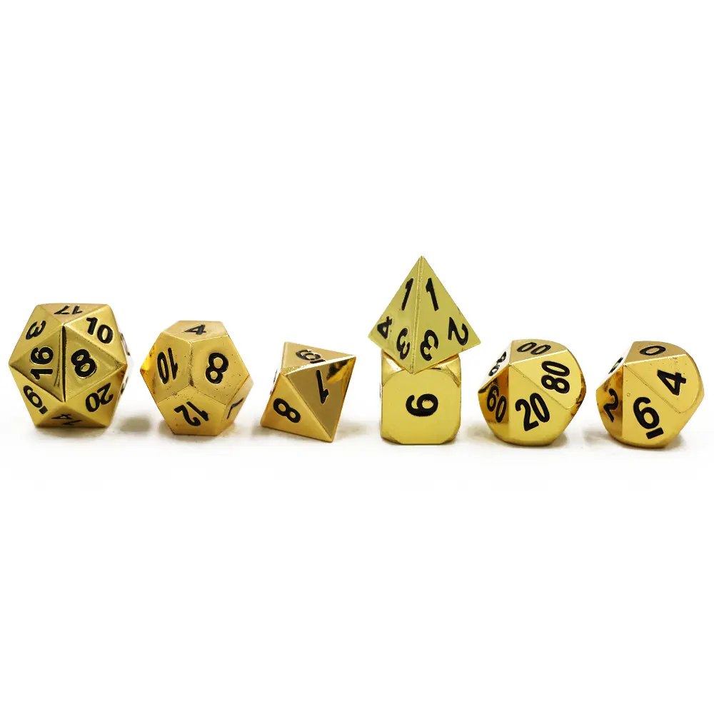 IMDG 7pcs/set Creative RPG Game Dice Polyhedron Metal Dice DND Plating Color Digital Game Dice
