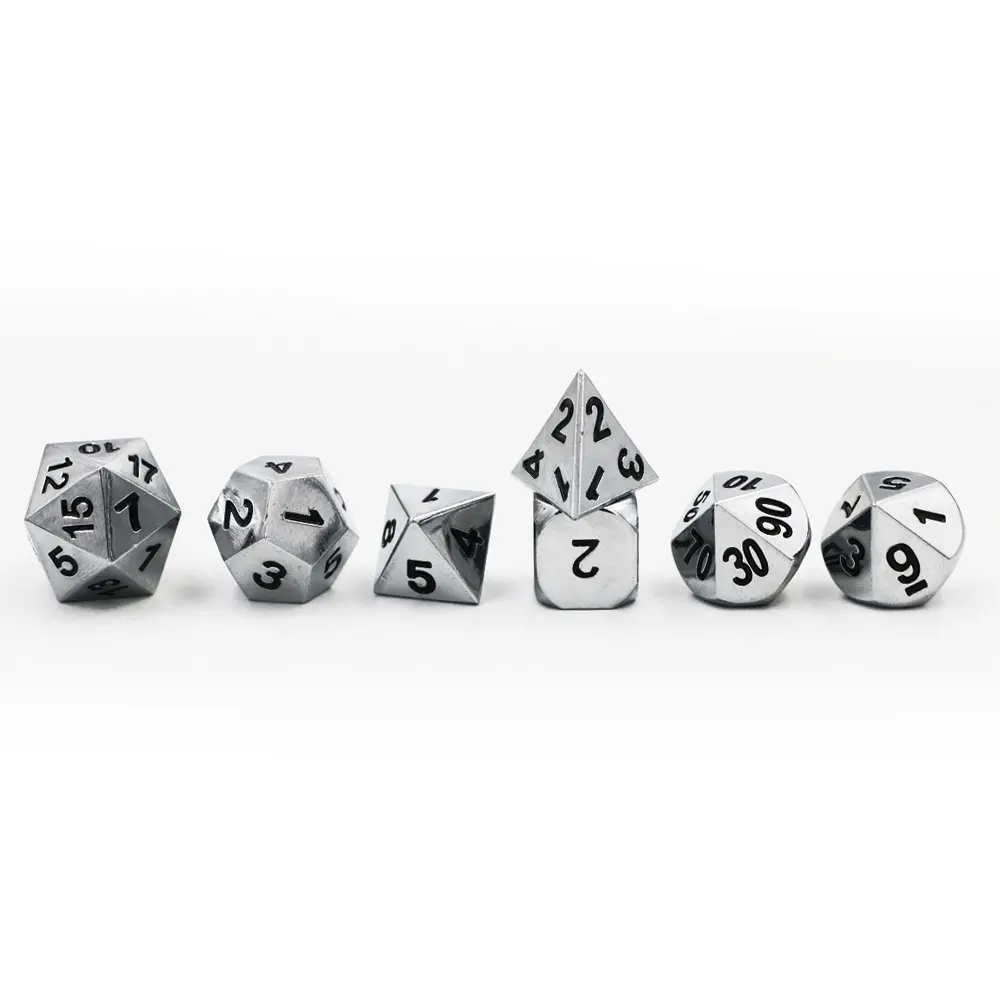IMDG 7pcs/set Creative RPG Game Dice Polyhedron Metal Dice DND Plating Color Digital Game Dice