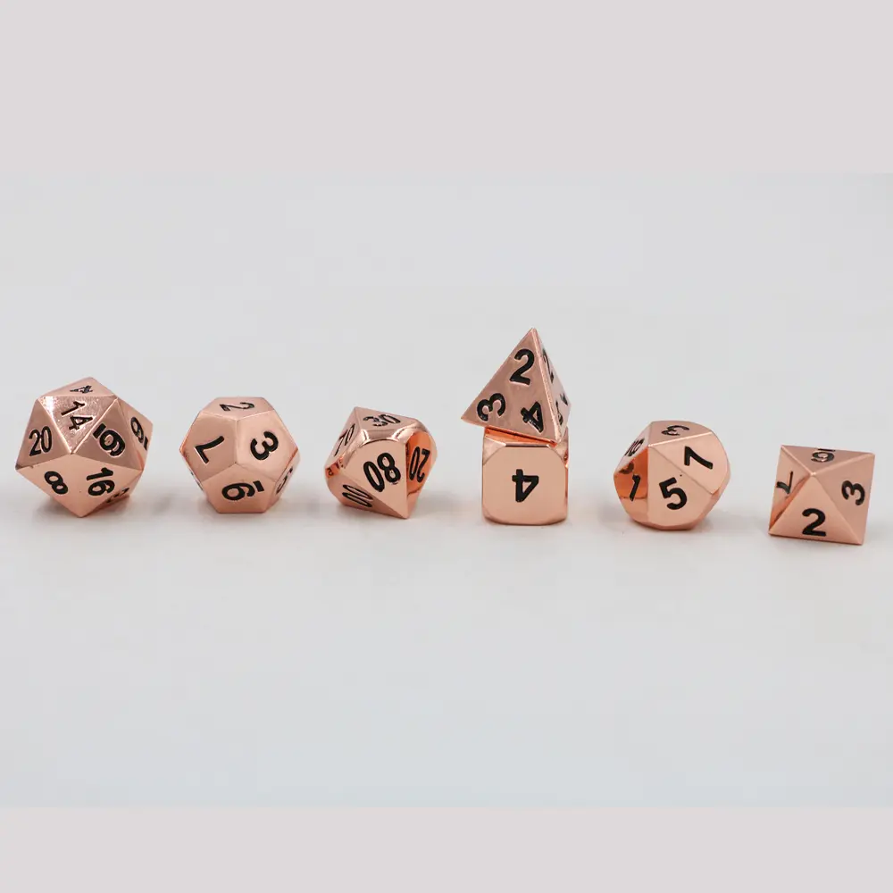 IMDG 7pcs/set Creative RPG Game Dice Polyhedron Metal Dice DND Plating Color Digital Game Dice