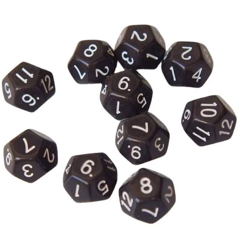 10Pcs/set 2021 Foreign Trade Hot Sale Black Dice Multi-faceted Numbers 4 6 8 10 12 20 Face Dice Dnd