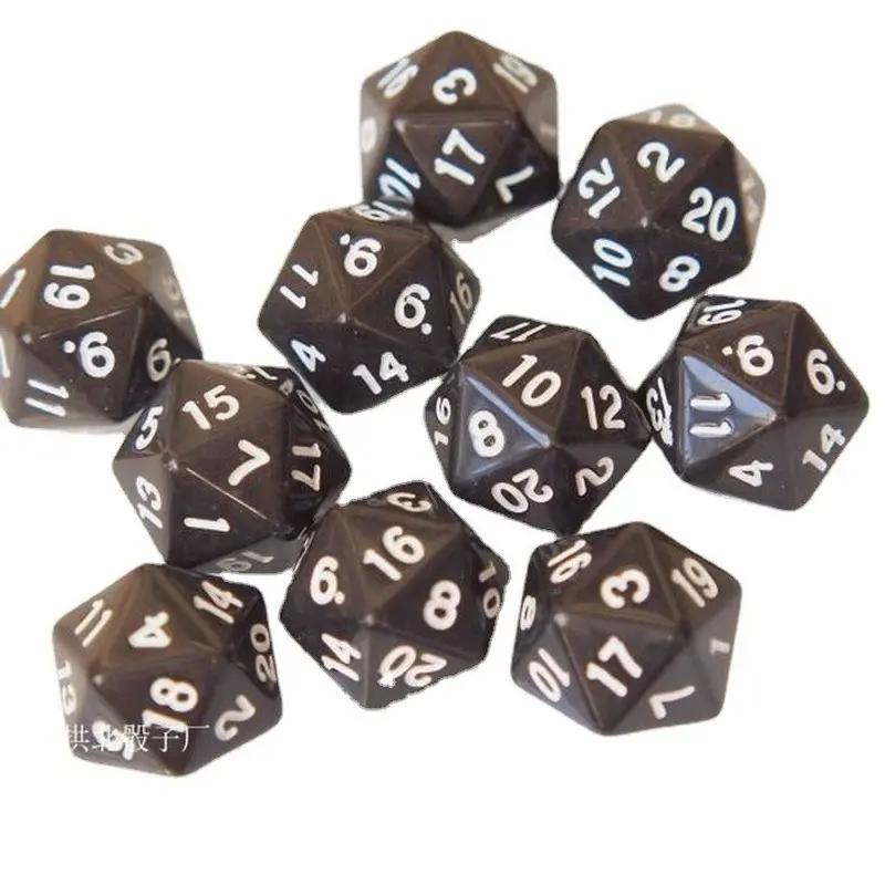 10Pcs/set 2021 Foreign Trade Hot Sale Black Dice Multi-faceted Numbers 4 6 8 10 12 20 Face Dice Dnd