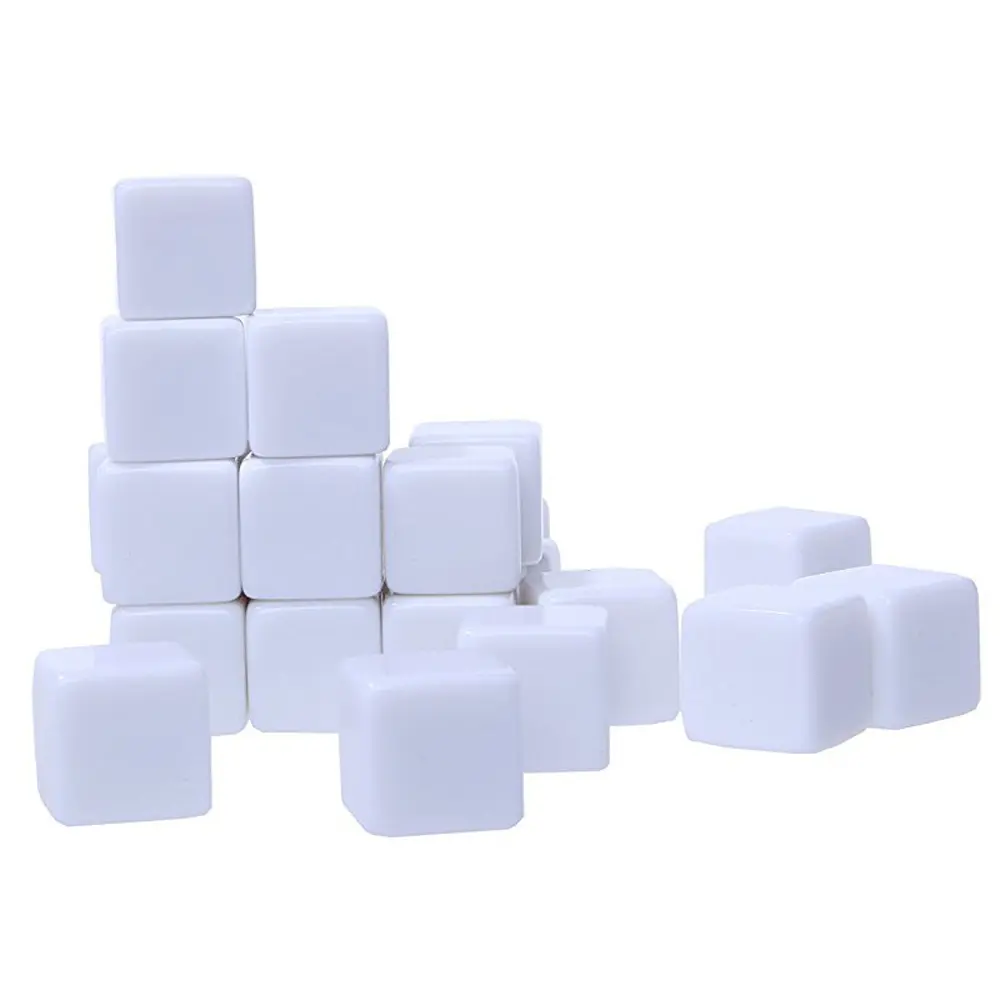 100pcs New Acrylic 16mm Multicolor Blank Dice #16 Teaching Props Game Accessories Mathematical Tools Square Corner