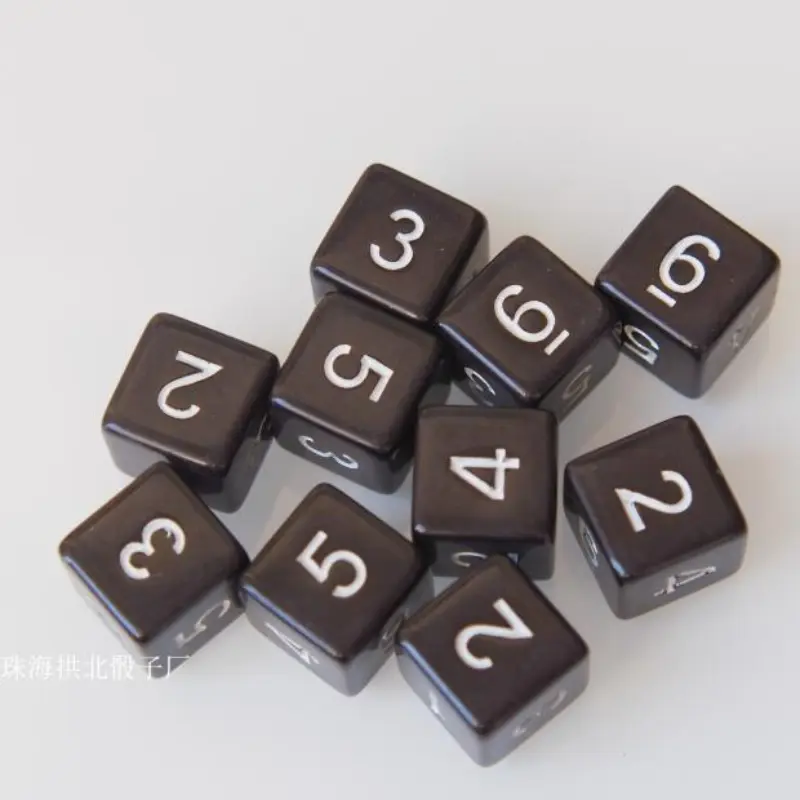 10Pcs/set 2021 Foreign Trade Hot Sale Black Dice Multi-faceted Numbers 4 6 8 10 12 20 Face Dice Dnd