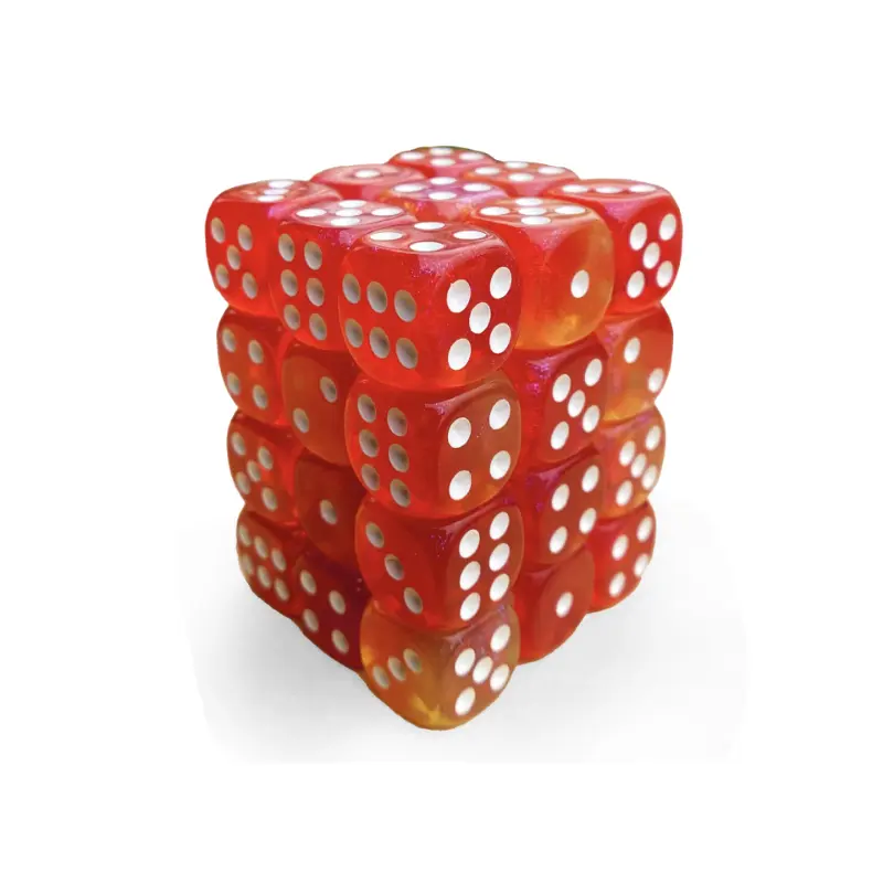 36Pcs/set Cross-border Board Game Teaching 12mm 6-sided Colorful Transparent Dual Color Rounded D6 High-end Color Swatch