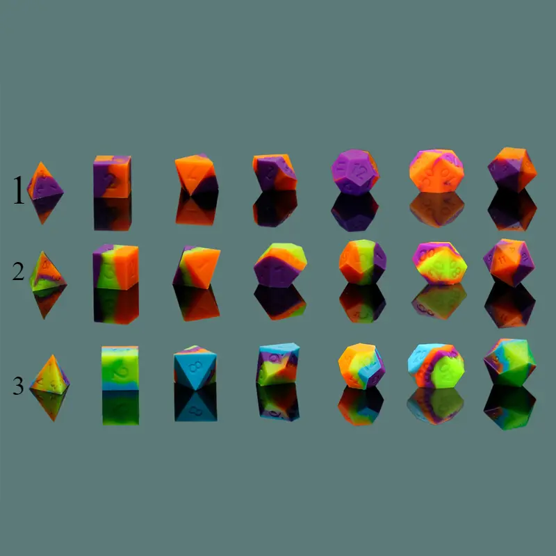 7Pcs/set Foreign Trade New Product Digital Multi-faceted Silicone Dice Set Game Accessories