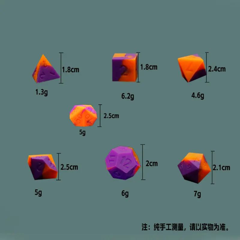 7Pcs/set Foreign Trade New Product Digital Multi-faceted Silicone Dice Set Game Accessories