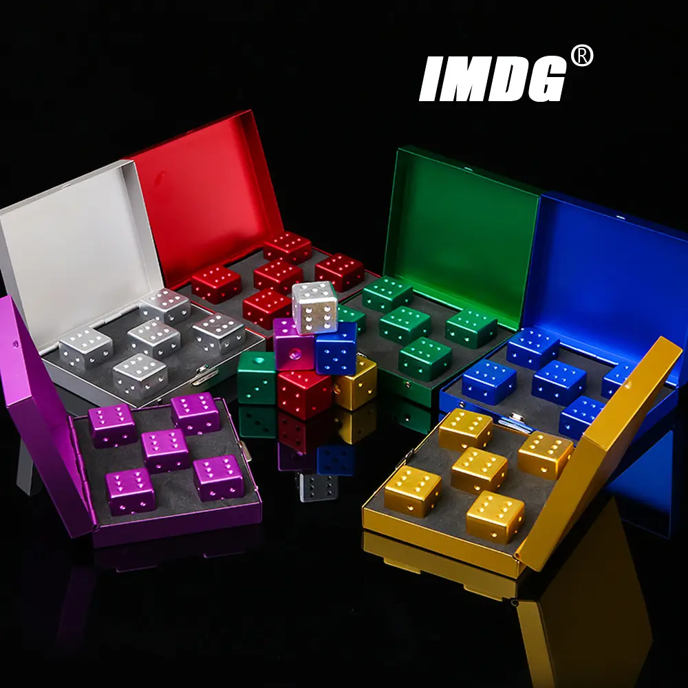 5pcs/pack Colorful Aluminum Alloy Metal Dice Square Box 16mm Square Corner High Quality Boutique Game Dice