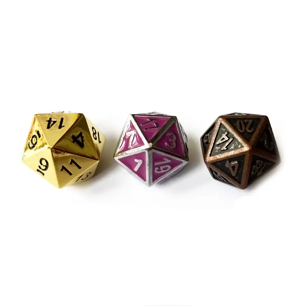 1pcs D20 Polyhedron RPG Dice 20-sides Accessories Metal Dice DND Digital Game Dice Cube