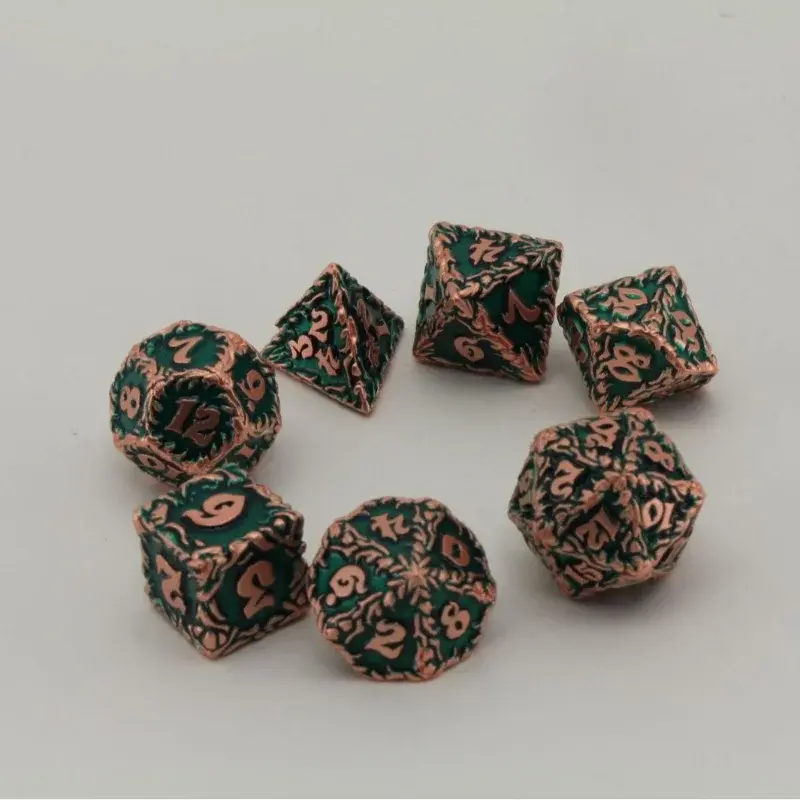 7Pcs/set Metal Dice Set Board Game Multi Sided Dice DND Metal Solid Dice