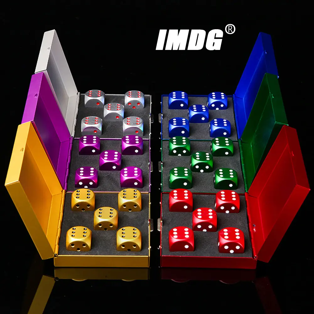 5pcs/pack Colorful Aluminum Alloy Metal Dice Square Box 16mm Round Corner High Quality Boutique Game Dice